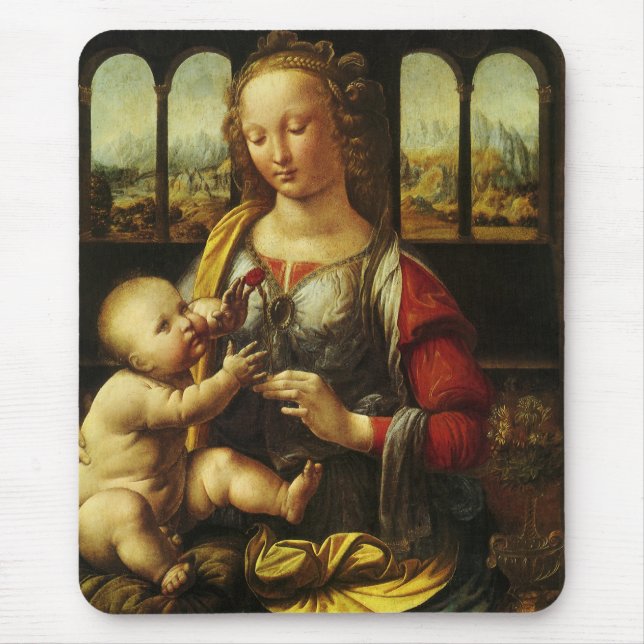 Leonardo da Vinci's Madonna of the Carnation Mouse Pad (Front)