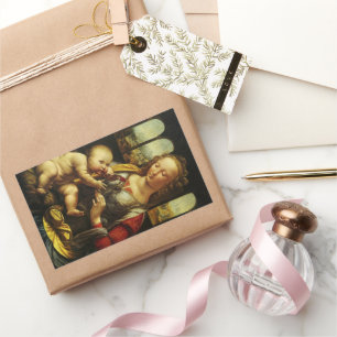 Leonardo da Vinci's Madonna of the Carnation Rectangular Sticker