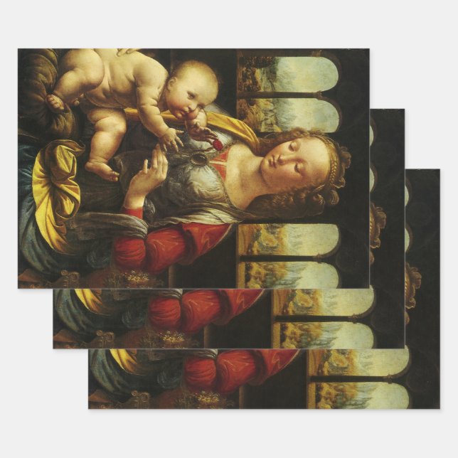 Leonardo da Vinci's Madonna of the Carnation Wrapping Paper Sheet (Set)