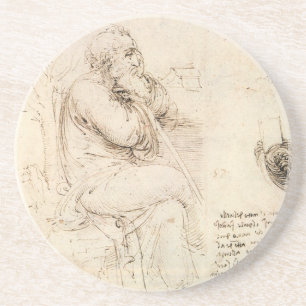 Leonardo da Vinci's Old Man and Water Sketch Coaster