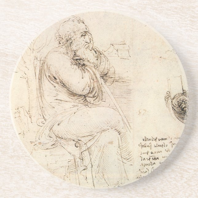 Leonardo da Vinci's Old Man and Water Sketch Coaster (Front)