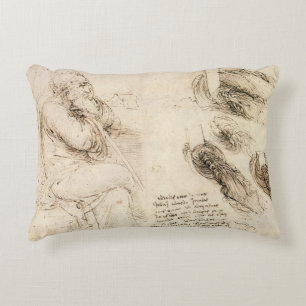 Leonardo da Vinci's Old Man and Water Sketch Decorative Cushion