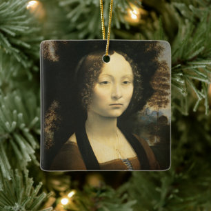 Leonardo da Vinci's Portrait of Ginevra Benci Ceramic Ornament