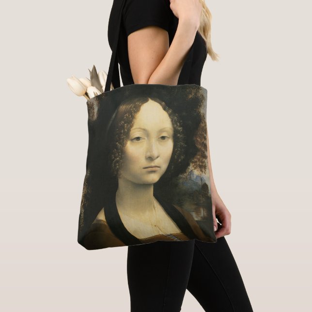 Leonardo da Vinci's Portrait of Ginevra Benci Tote Bag (Close Up)