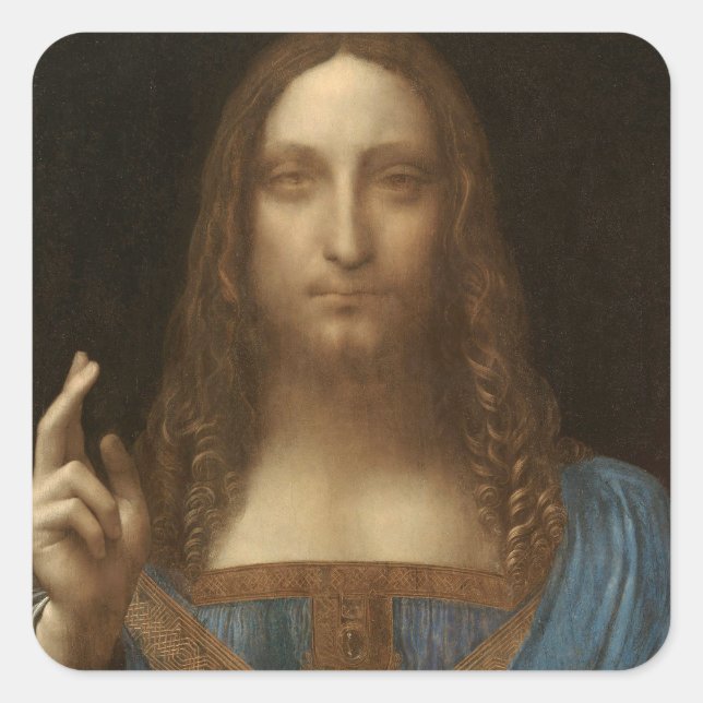 Leonardo da Vinci's Salvator Mundi (Jesus Christ) Square Sticker (Front)