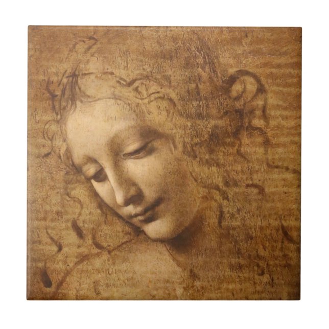 Leonardo da Vinci's Scapigliata, Head of a Woman Ceramic Tile (Front)