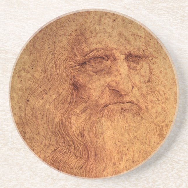 Leonardo da Vinci's Self Portrait, Renaissance Art Coaster (Front)