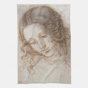 Leonardo da Vinci's Study of the Head of Leda Tea Towel