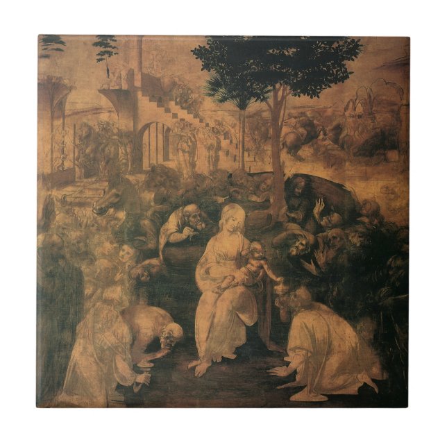 Leonardo da Vinci's The Adoration of the Magi Ceramic Tile (Front)