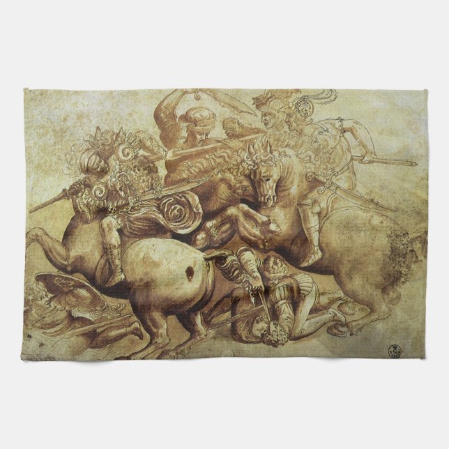 Leonardo da Vinci's The Battle of Anghiari Tea Towel (Horizontal)