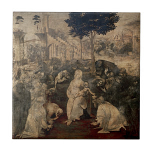 Leonardo da Vinci's Timeles Adoration of the Magi Ceramic Tile
