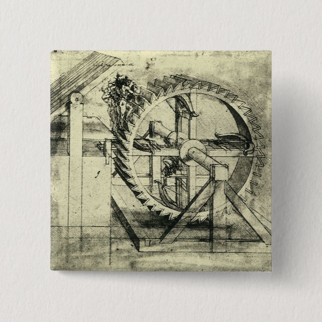 Leonardo da Vinci's Treadmill Powered Crossbow 15 Cm Square Badge (Front)