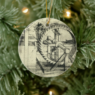 Leonardo da Vinci's Treadmill Powered Crossbow Ceramic Ornament