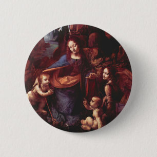 Leonardo da Vinci's Virgin (Madonna) of the Rocks 6 Cm Round Badge