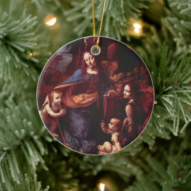 Leonardo da Vinci's Virgin (Madonna) of the Rocks Ceramic Ornament (Tree)
