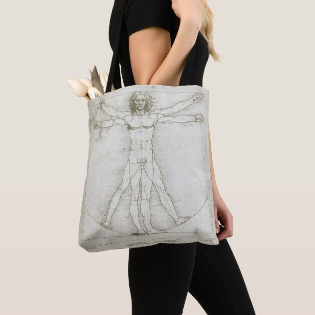 Leonardo da Vinci's Vitruvian Man Tote Bag (Close Up)