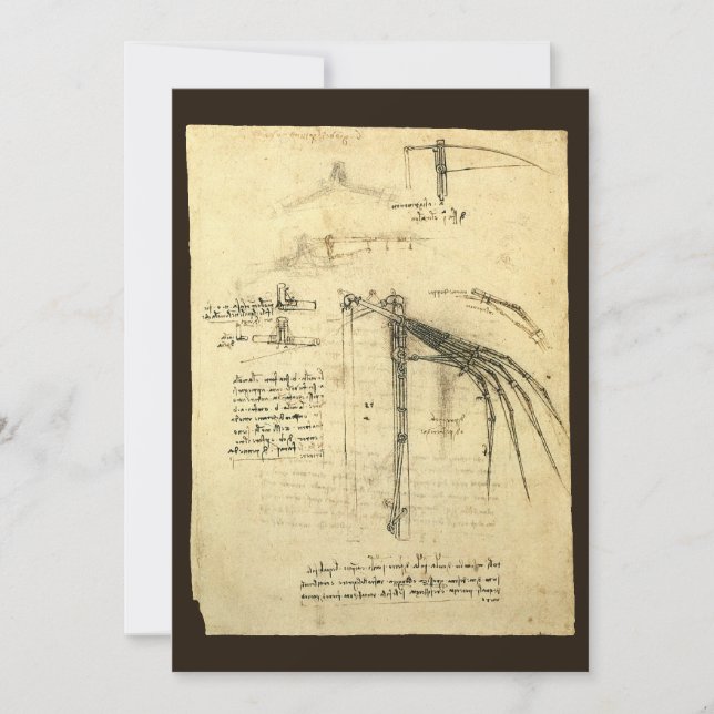 Leonardo da Vinci's Wing on Flying Machine Sketch (Front)