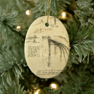 Leonardo da Vinci's Wing on Flying Machine Sketch Ceramic Ornament