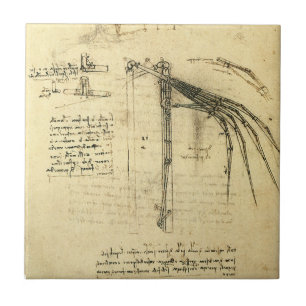 Leonardo da Vinci's Wing on Flying Machine Sketch Ceramic Tile