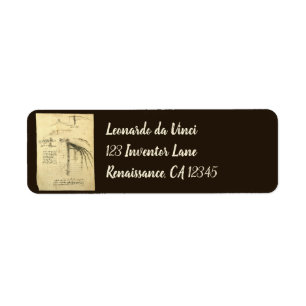 Leonardo da Vinci's Wing on Flying Machine Sketch Return Address Label