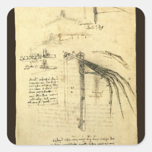 Leonardo da Vinci's Wing on Flying Machine Sketch Square Sticker