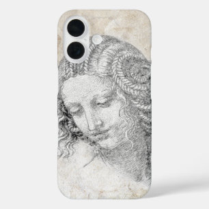 Leonardo DaVinci Sketch Leda Parchment Elegant Art iPhone 16 Case