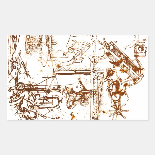 Leonardo DaVinci sketched sickers Rectangular Sticker (Front)