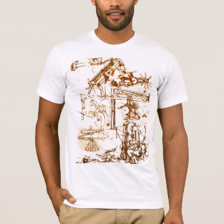 Leonardo DaVinci sketched white T-shirts