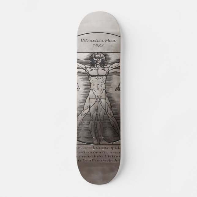 Leonardo daVinci's Vitruvian Man Skateboard (Front)