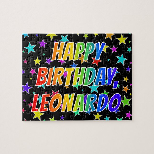 "LEONARDO" First Name, Fun "HAPPY BIRTHDAY" Jigsaw Puzzle (Horizontal)