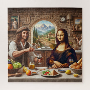 Leonardo Making Dinner For Mona Lisa Jigsaw Puzzle