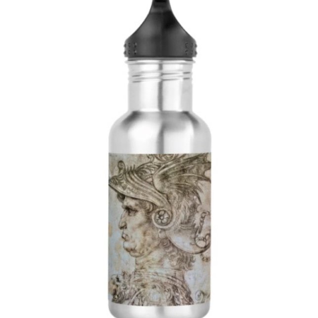 Leonardo’s Helmeted Warrior  532 Ml Water Bottle (Da Vinci’s Ancient Water Bottle – 18 oz 18/8 stainless steel Height: 8.67" Weight: 8.7 oz. 
)