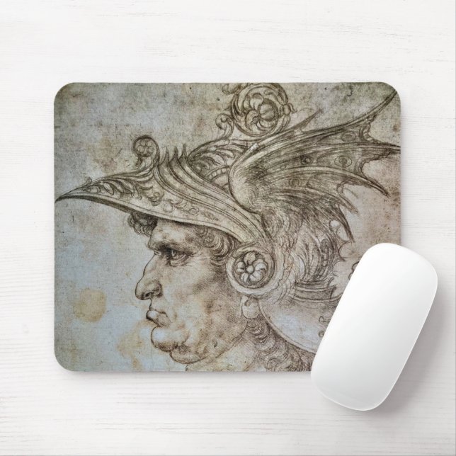 Leonardo’s Helmeted Warrior  Mouse Pad (With Mouse)