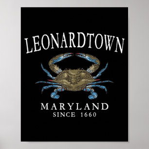 Leonardtown Maryland Crab Town Since 1660 White Poster