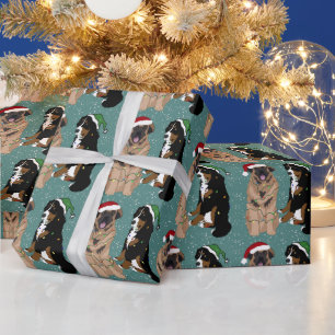 Leonberger and  Bernese Mountain Dog Christmas  Wrapping Paper