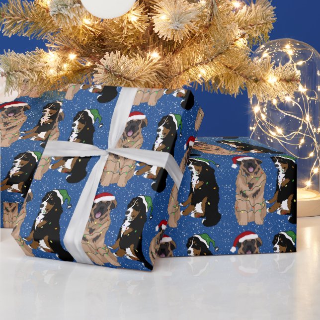 Leonberger and  Bernese Mountain Dog  Wrapping Paper (Holidays)