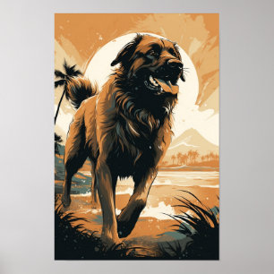 Leonberger at the beach poster