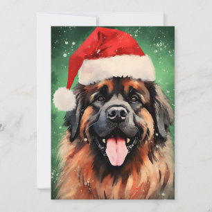 Leonberger Christmas brush painting artwork Holiday Card