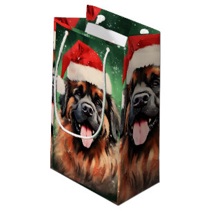 Leonberger Christmas brush painting artwork Small Gift Bag