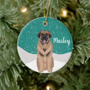 Leonberger Christmas Ceramic Ornament