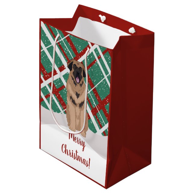 Leonberger Christmas Medium Gift Bag (Front Angled)
