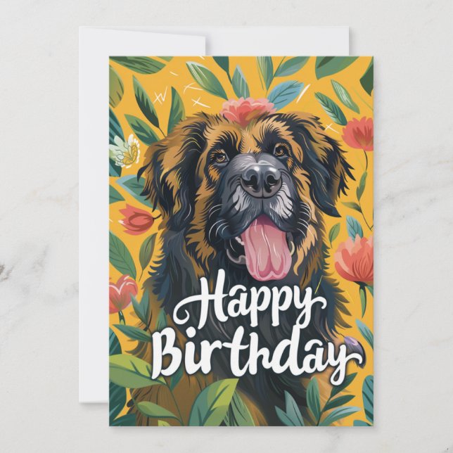 Leonberger Dog Birthday Holiday Card (Front)