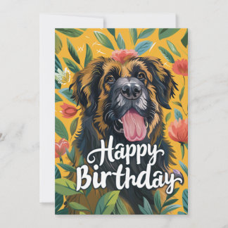 Leonberger Dog Birthday Holiday Card