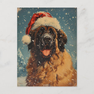 Leonberger dog christmas postcard