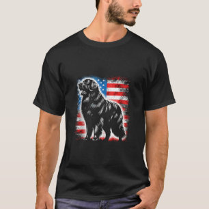 Leonberger Dog Lover American US Flag 4th July Pat T-Shirt