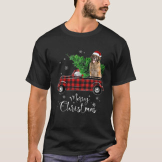 Leonberger Dog Ride Red Truck Christmas Funny Dog T-Shirt