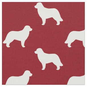 Leonberger Dog Silhouettes Pattern Red Fabric