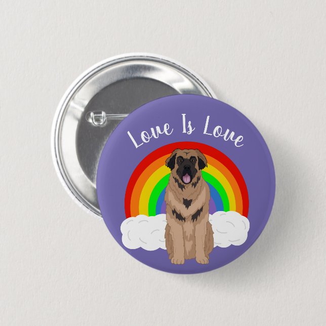 Leonberger Gay Pride Rainbow  Button (Front & Back)