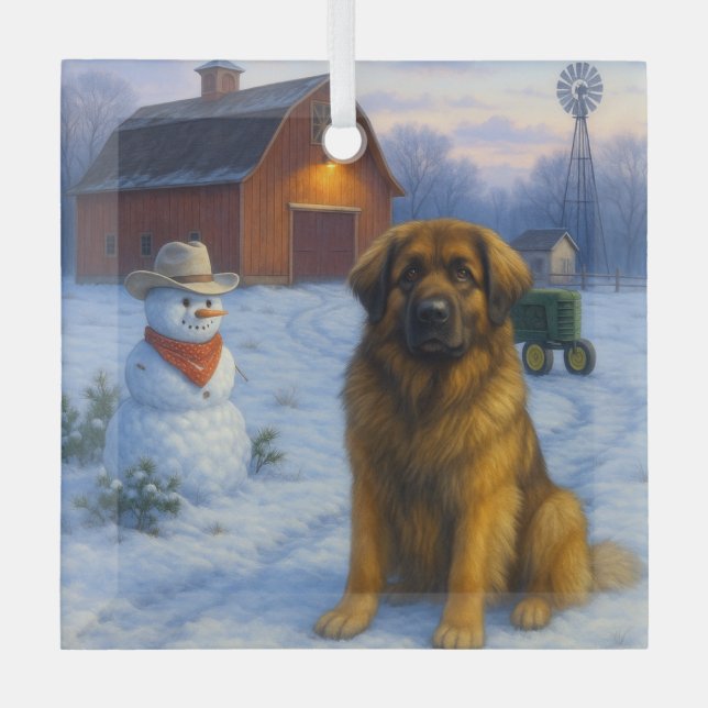 Leonberger Holiday  Glass Tree Decoration (Front)