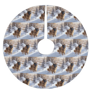 Leonberger Let It Snow Christmas Brushed Polyester Tree Skirt
